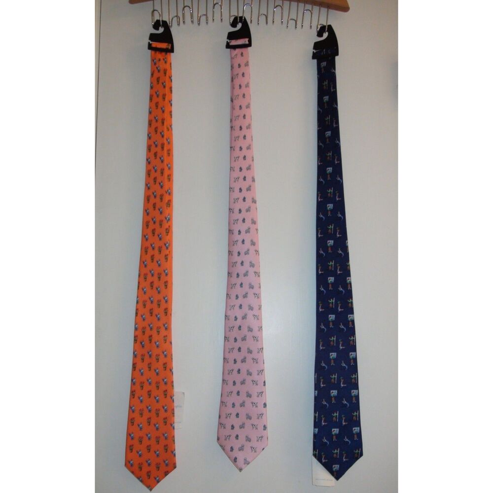 J McLaughlin Silk Blue Golfer Tie - Picture 2 of 3